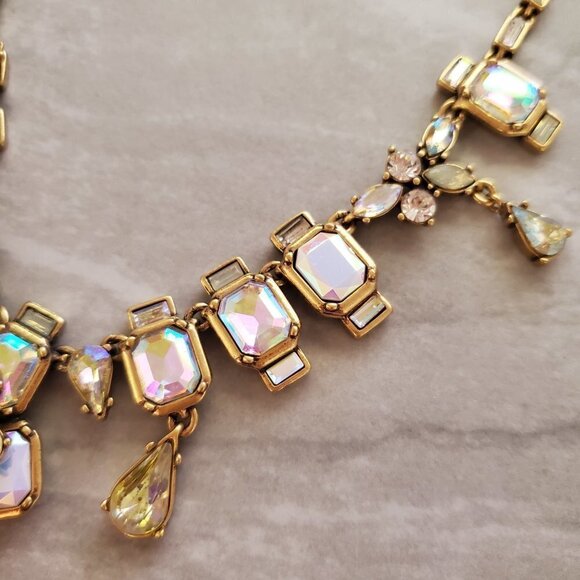 ✨ NEW J.Crew Rhinestones Crystals Mercury Glass Anitqed Statement Necklace ✨ - Picture 5 of 16